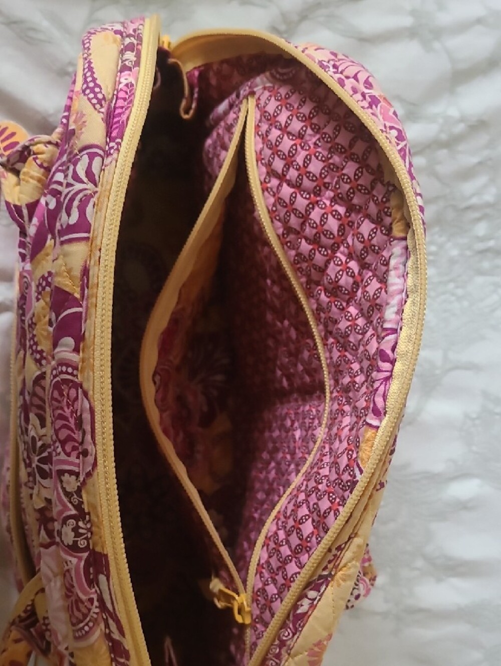 Vera Bradley Quilted Shoulder Tote in Yellow and Pink Floral - Picture 4 of 5
